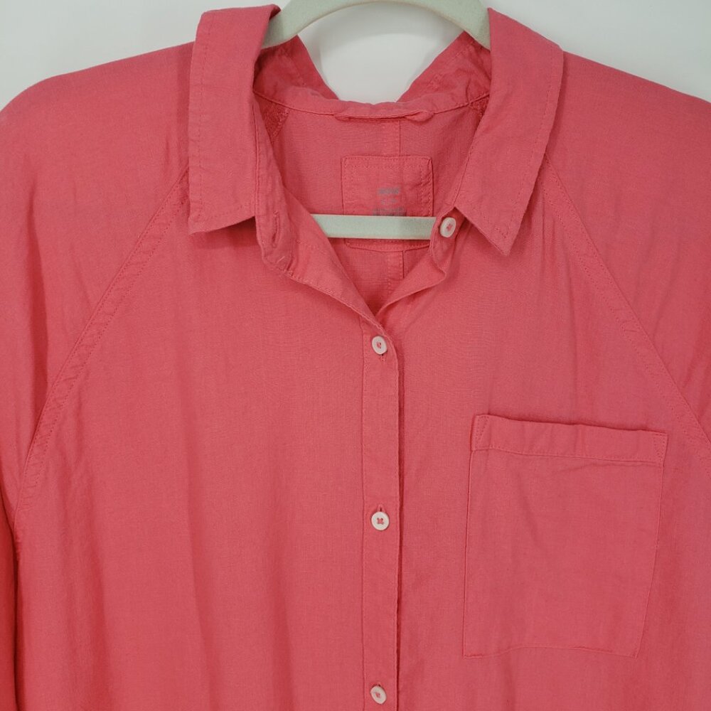 Aerie Oversized Linen Button Down Shirt Top - Picture 6 of 9